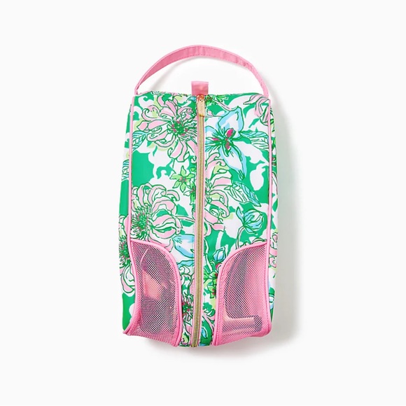 NWT/ NIP Lilly Pulitzer shoe bag, spearmint blossom views sz 7.25x 12L x 4.5 D - Picture 1 of 16